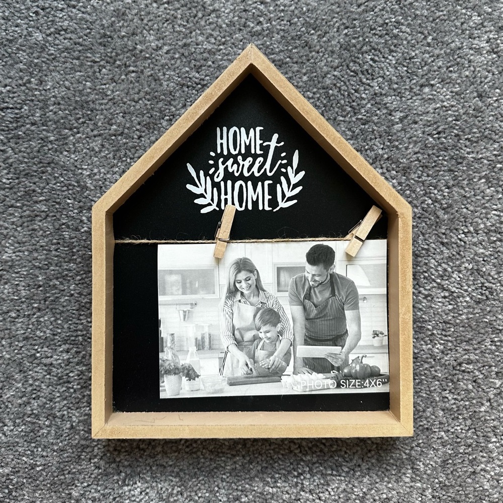 Home Sweet Home 4X6 Photo Frame with Mini Clothespins New